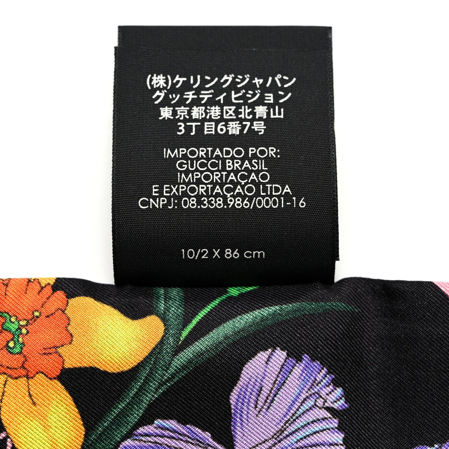 Silk Twill Flora Snake Neck Bow Scarf Black Pink