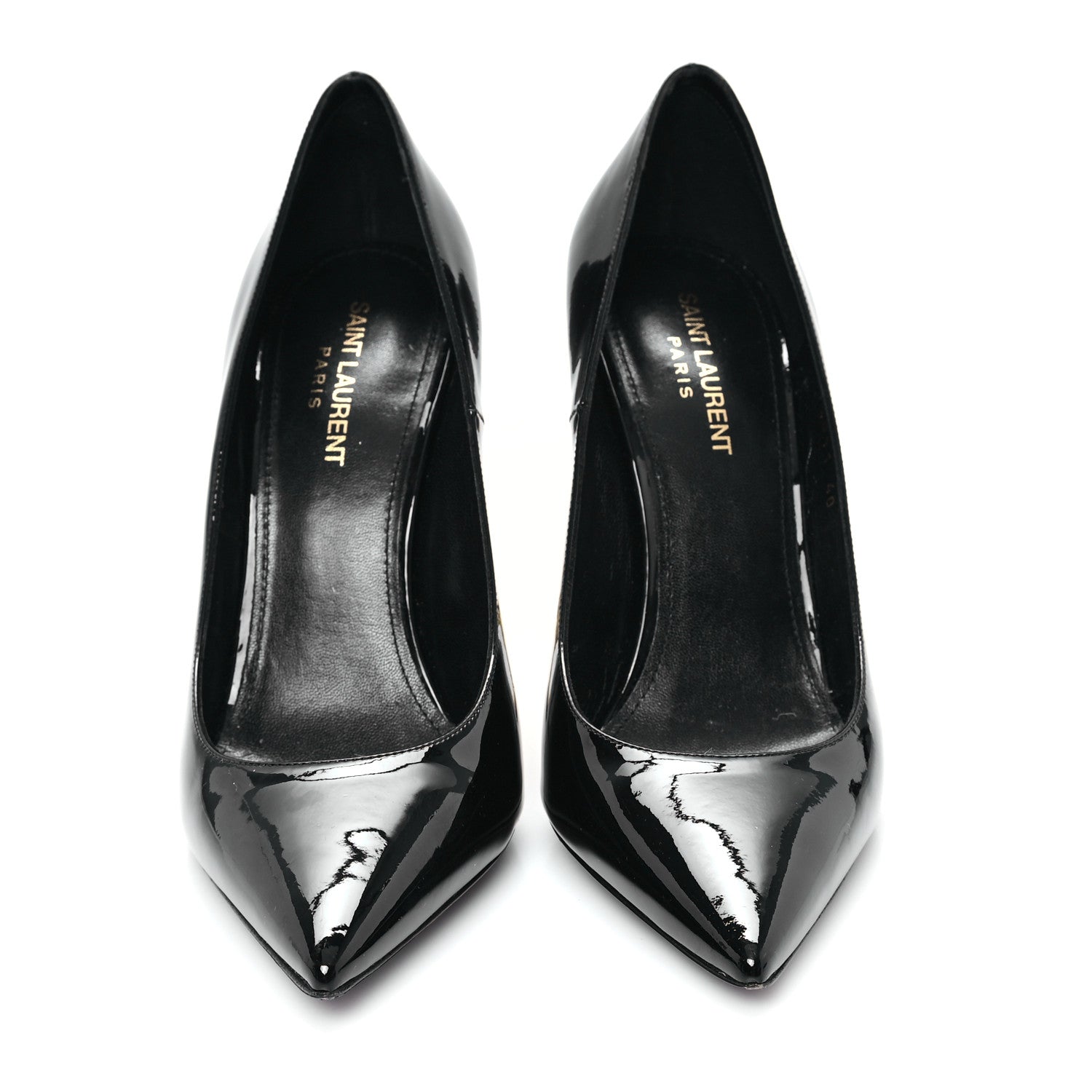 Saint Laurent Vernice Chiffon Opyum 110 Pumps  40 Black Gold 3 of 10