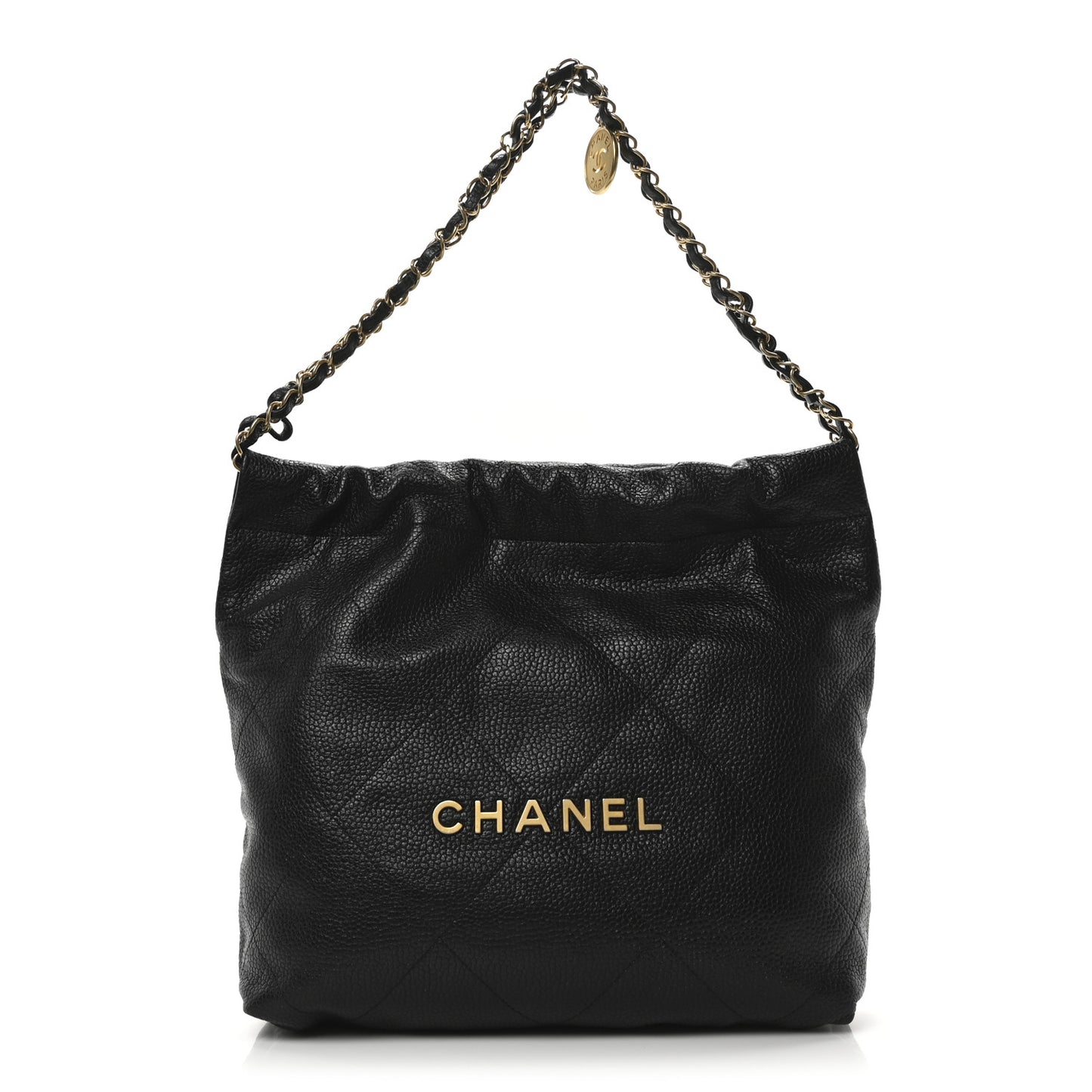 Shiny Caviar Quilted Small Chanel 22 Black