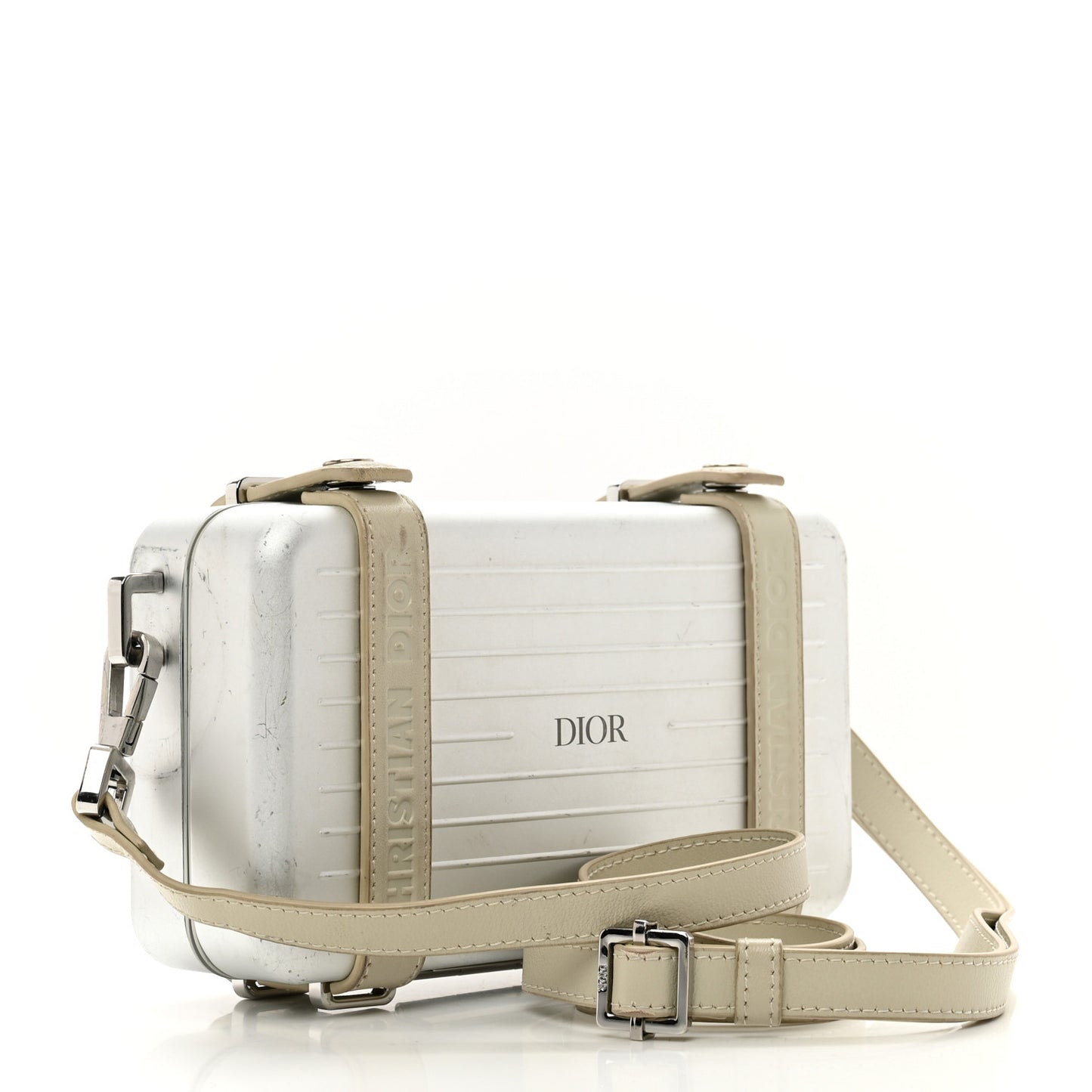 X RIMOWA Aluminum Personal Clutch On Strap Silver