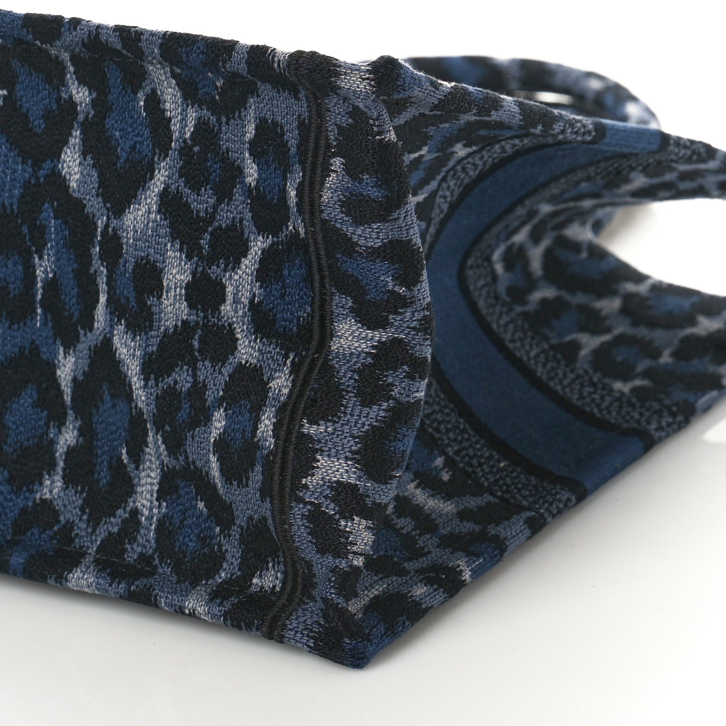 Canvas Mizza Embroidered Medium Leopard Book Tote Blue