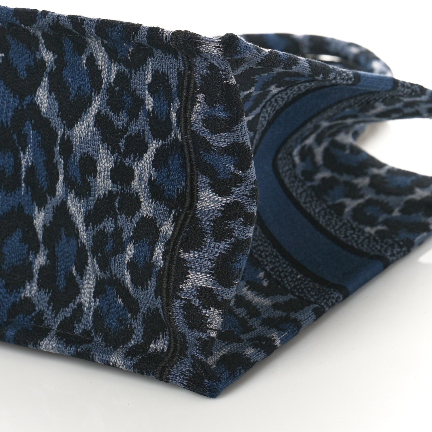 Christian Dior Canvas Mizza Embroidered Medium Leopard Book Tote Blue 9 of 9