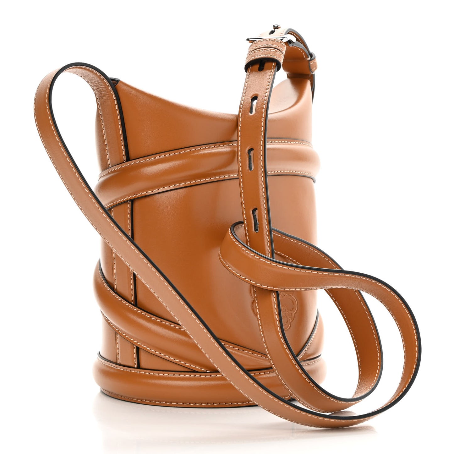 Calfskin The Curve Small Shoulder Bag Tan