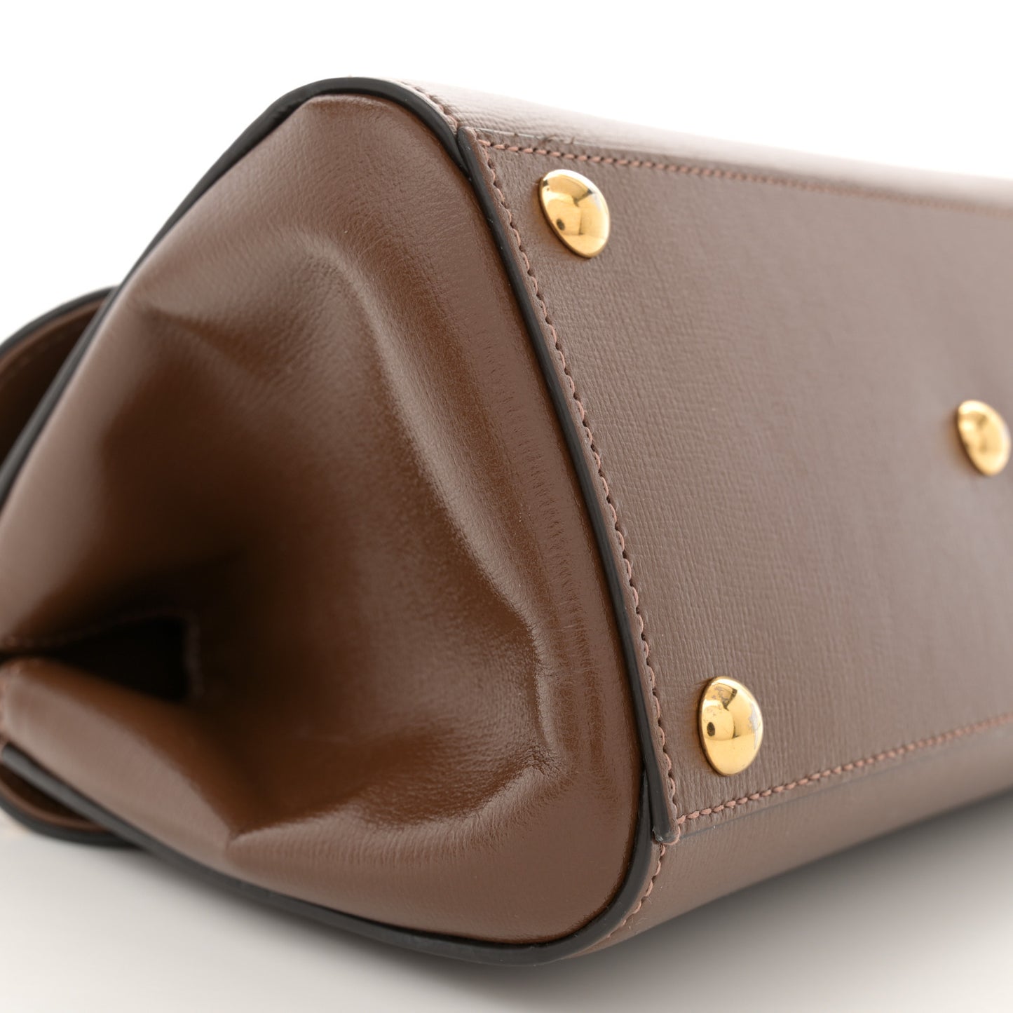 Glazed Textured Calfskin Mini Horsebit 1955 Top Handle Flap Bag Brown Sugar