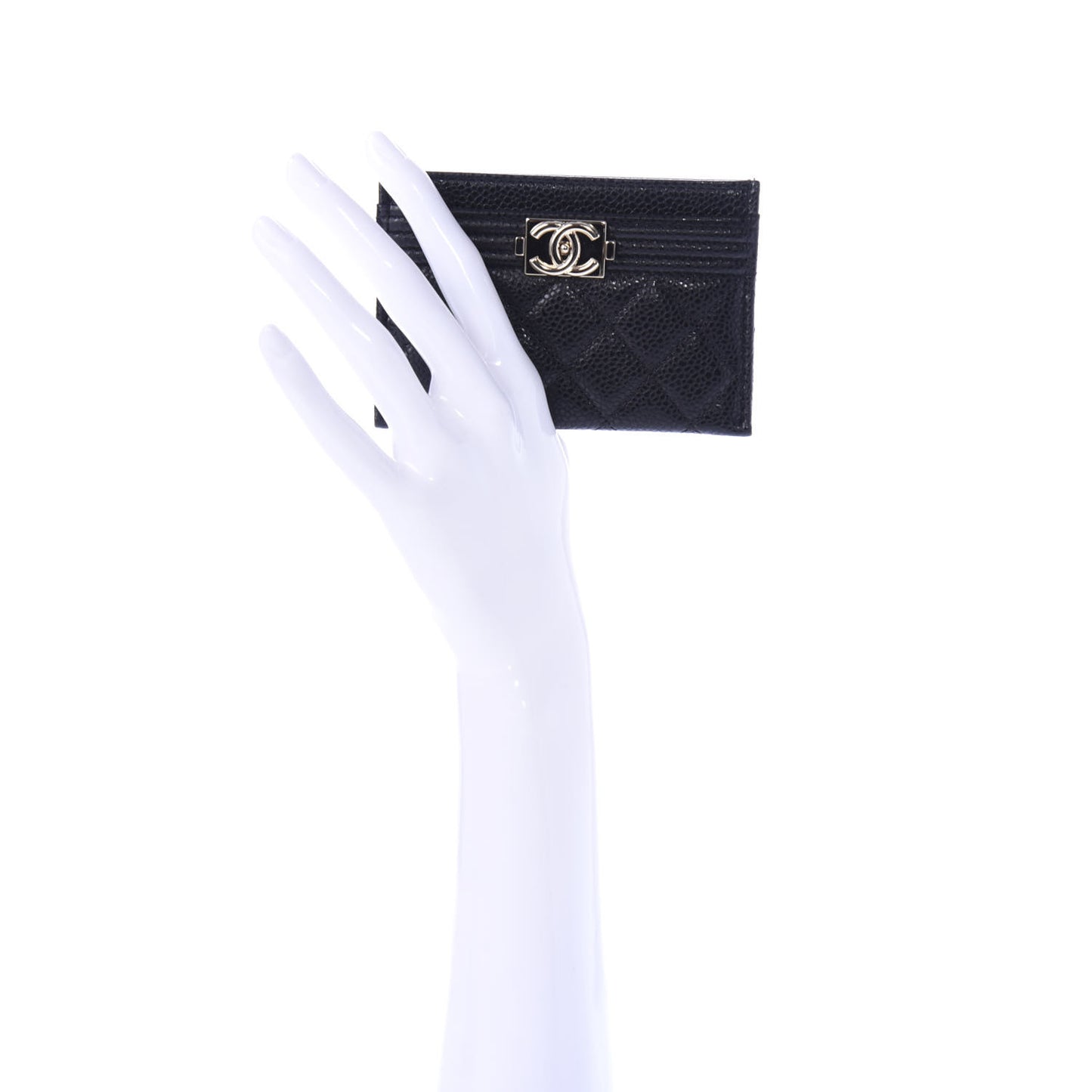 Caviar Quilted Boy Card Holder Black