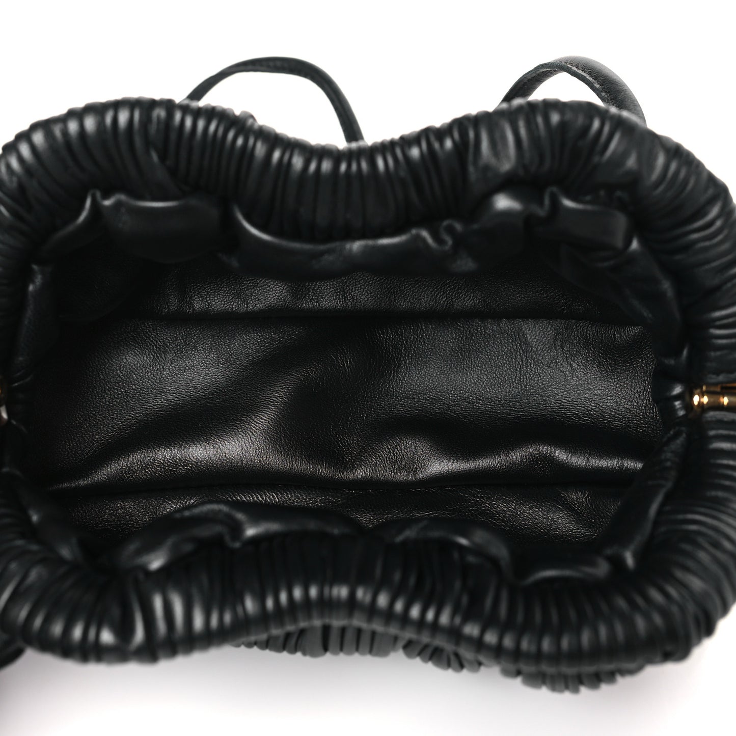 Lambskin Pleated Mini Cloud Clutch Black