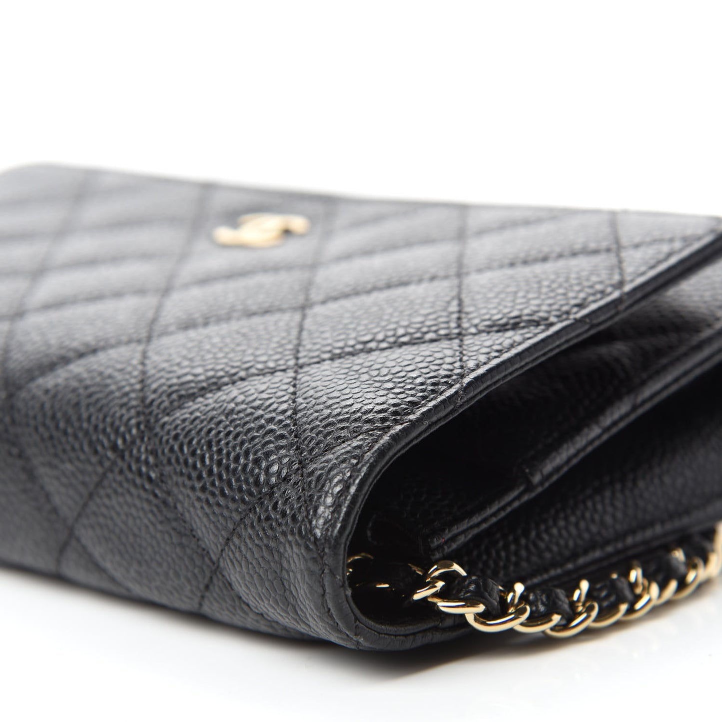 Caviar Quilted Wallet On Chain WOC Black