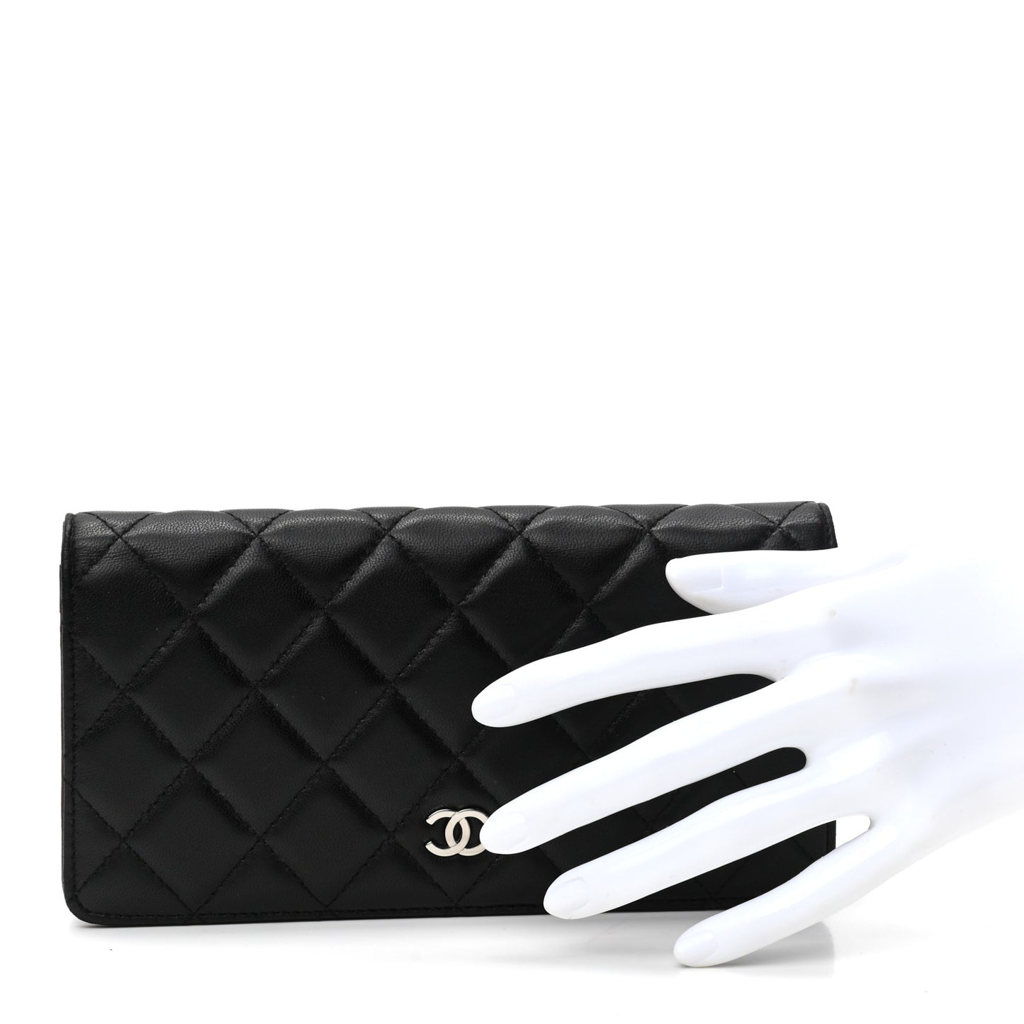 Lambskin Quilted Yen Wallet Black