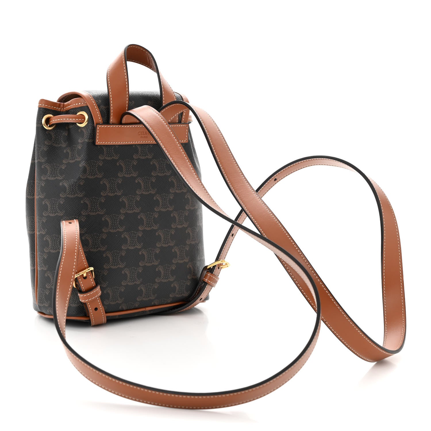 Celine Triomphe Canvas Calfskin Mini Folco Backpack Tan 3 of 10