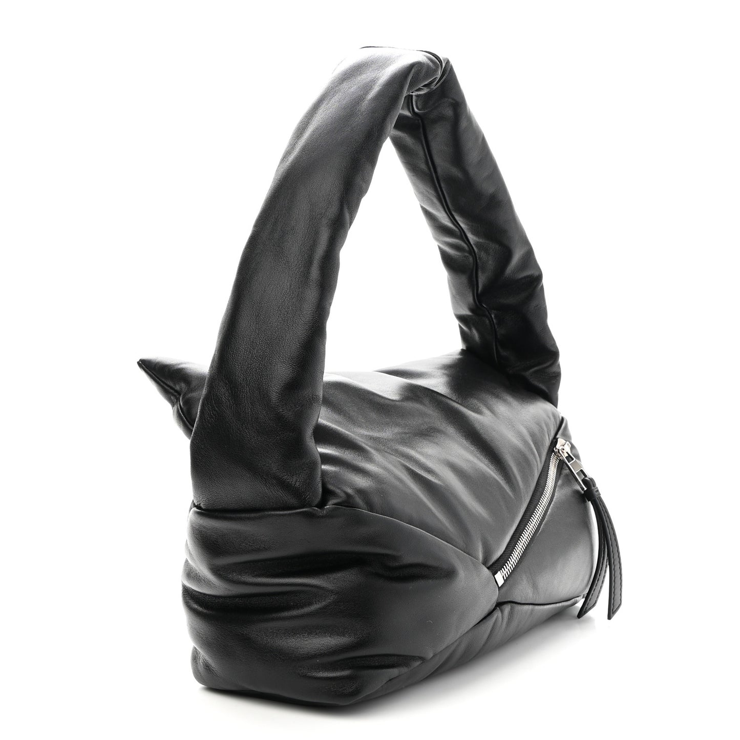 Shiny Nappa Puffer Puzzle Hobo Black