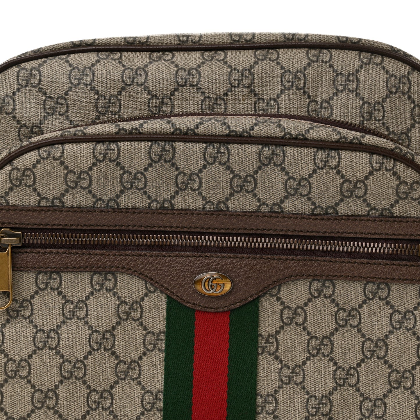 Soft GG Supreme Monogram Textured Dollar Calfskin Web Ophidia Pouch Pocket Belt Bag Beige Ebony New Acero Black