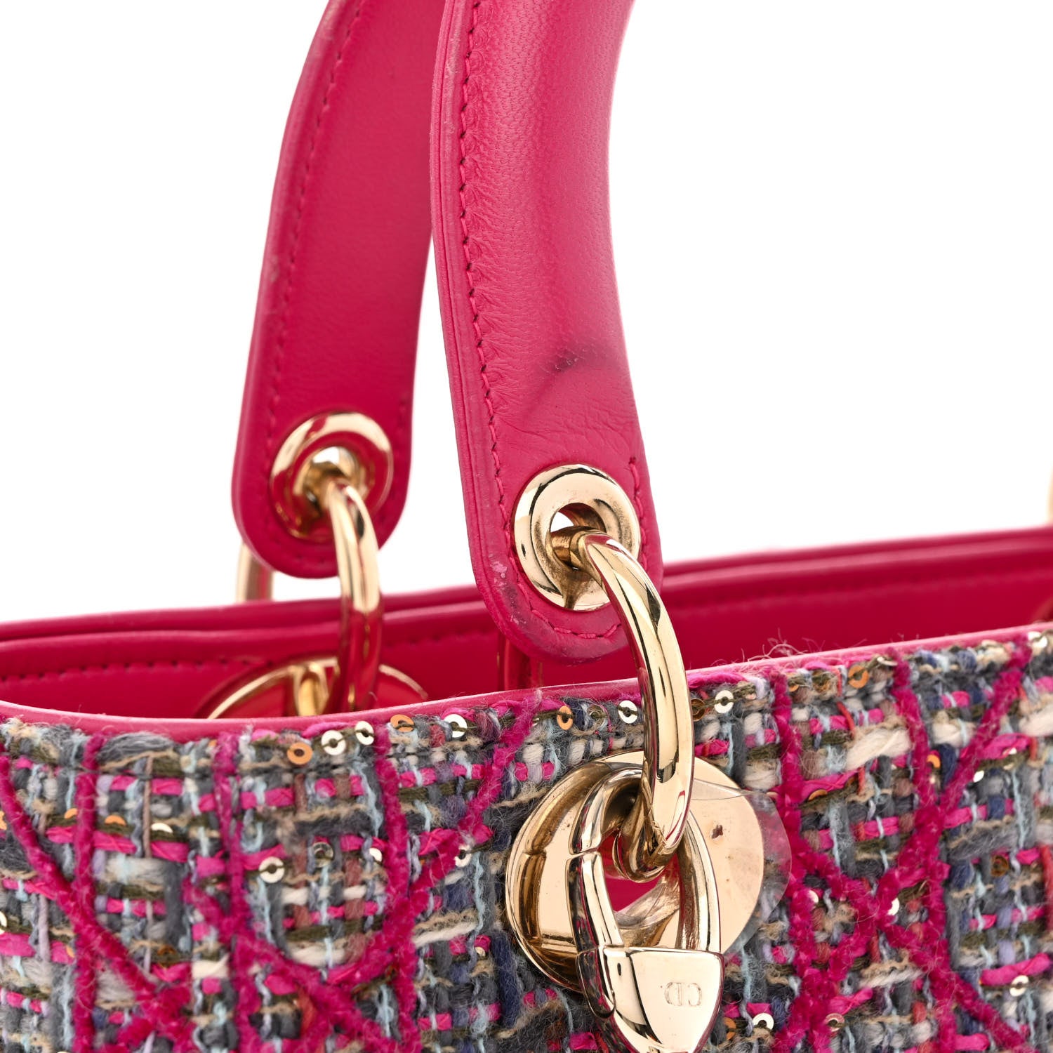 Christian Dior Tweed Medium Lady Dior Pink Multicolor 12 of 12