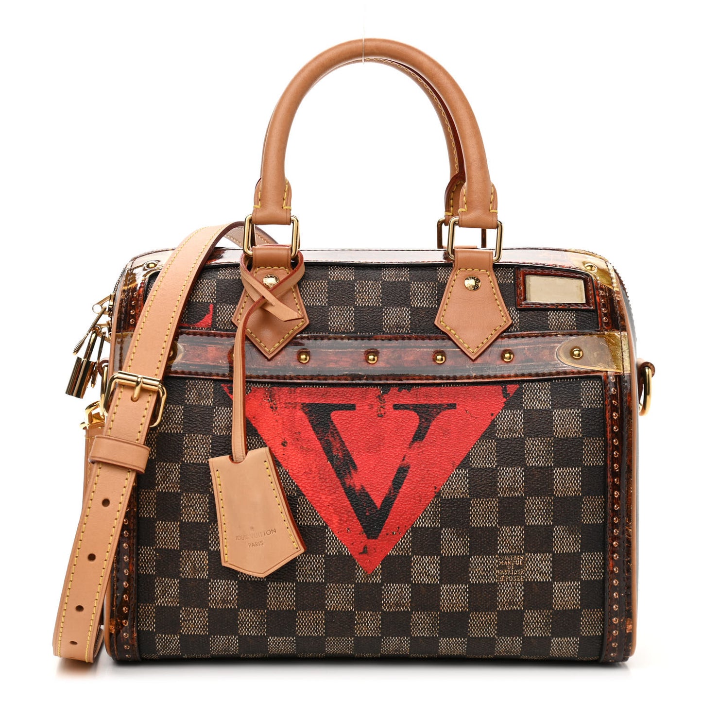 Transformed Damier Ebene Time Trunk Speedy Bandouliere 25 Black