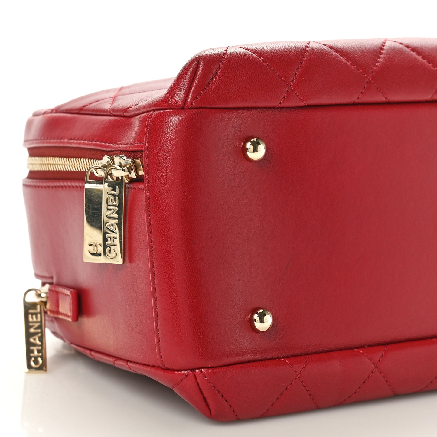 Lambskin Quilted Medium Trendy CC Bowling Bag Red