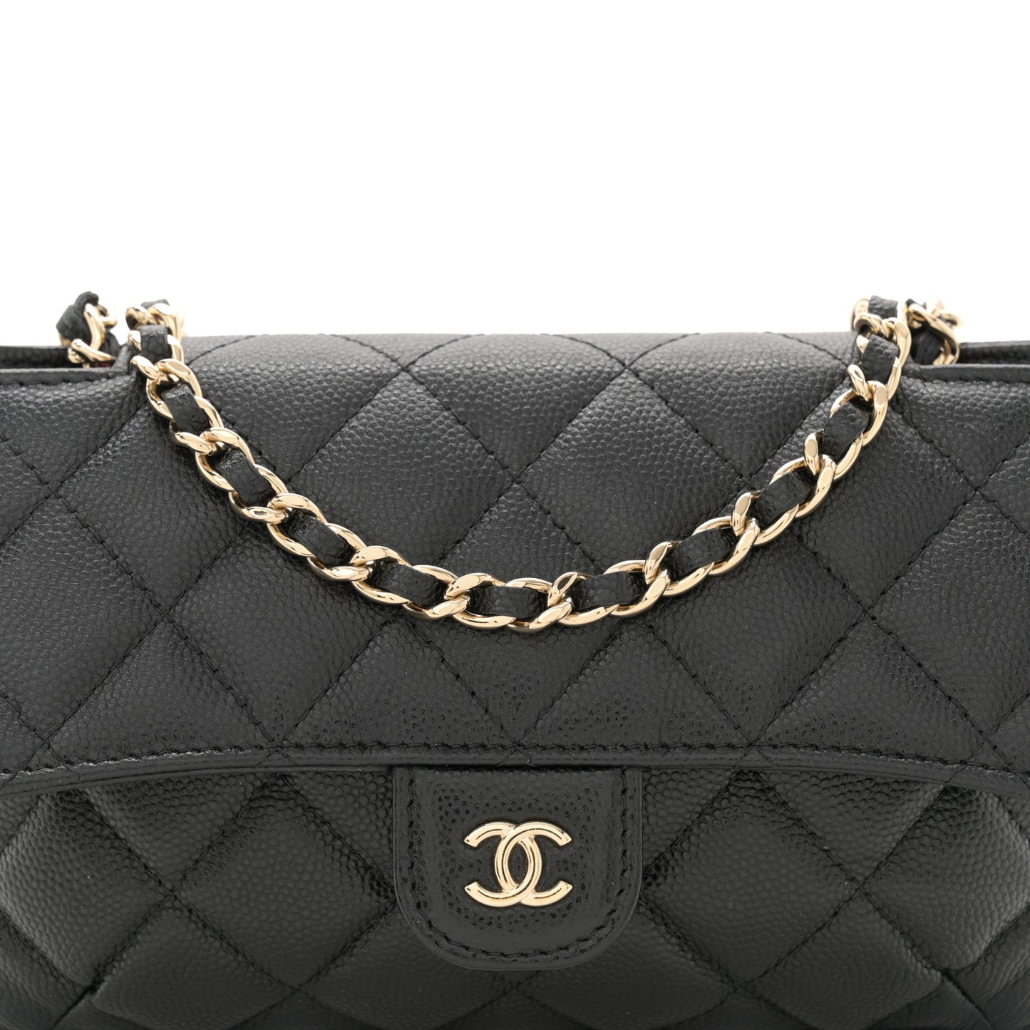 Caviar Fabric Graffiti Foldable Tote Bag With Chain Black Multicolor