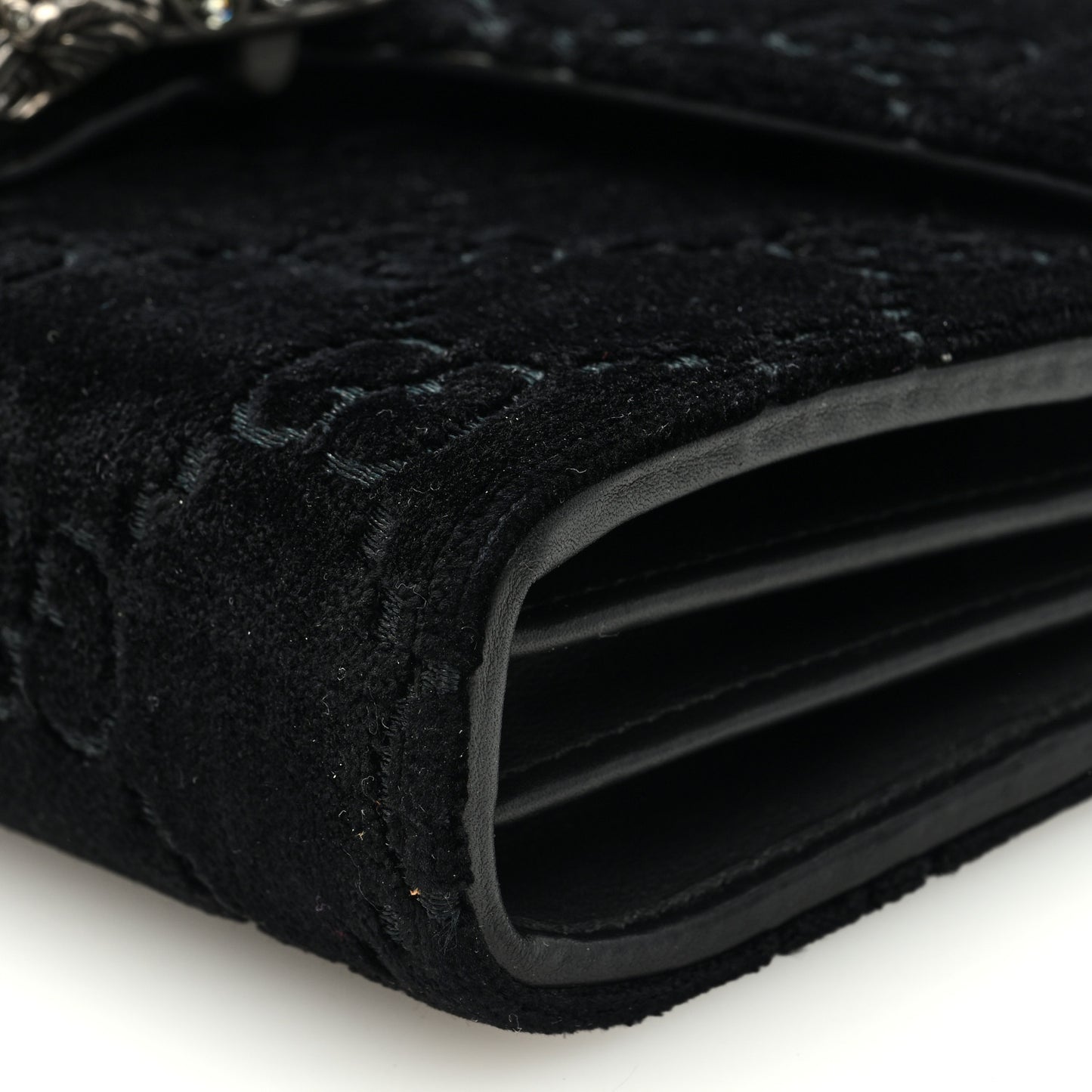Velvet GG Monogram Mini Dionysus Chain Wallet Black