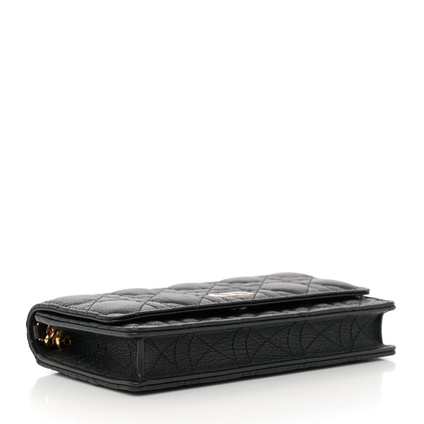 Supple Calfskin Caro Pouch with Chain Black