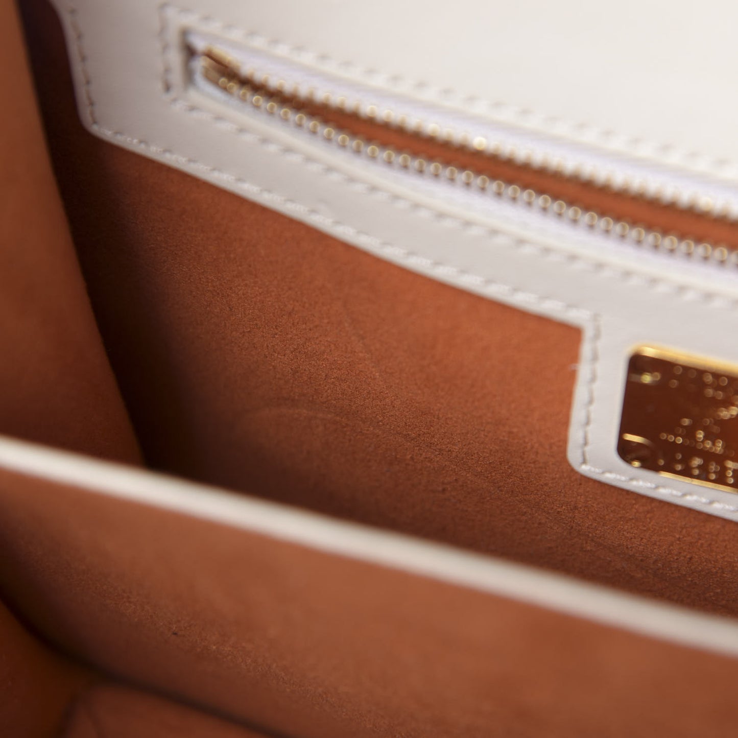 Visetos Calfskin Small Patricia Crossbody Bag Cognac White