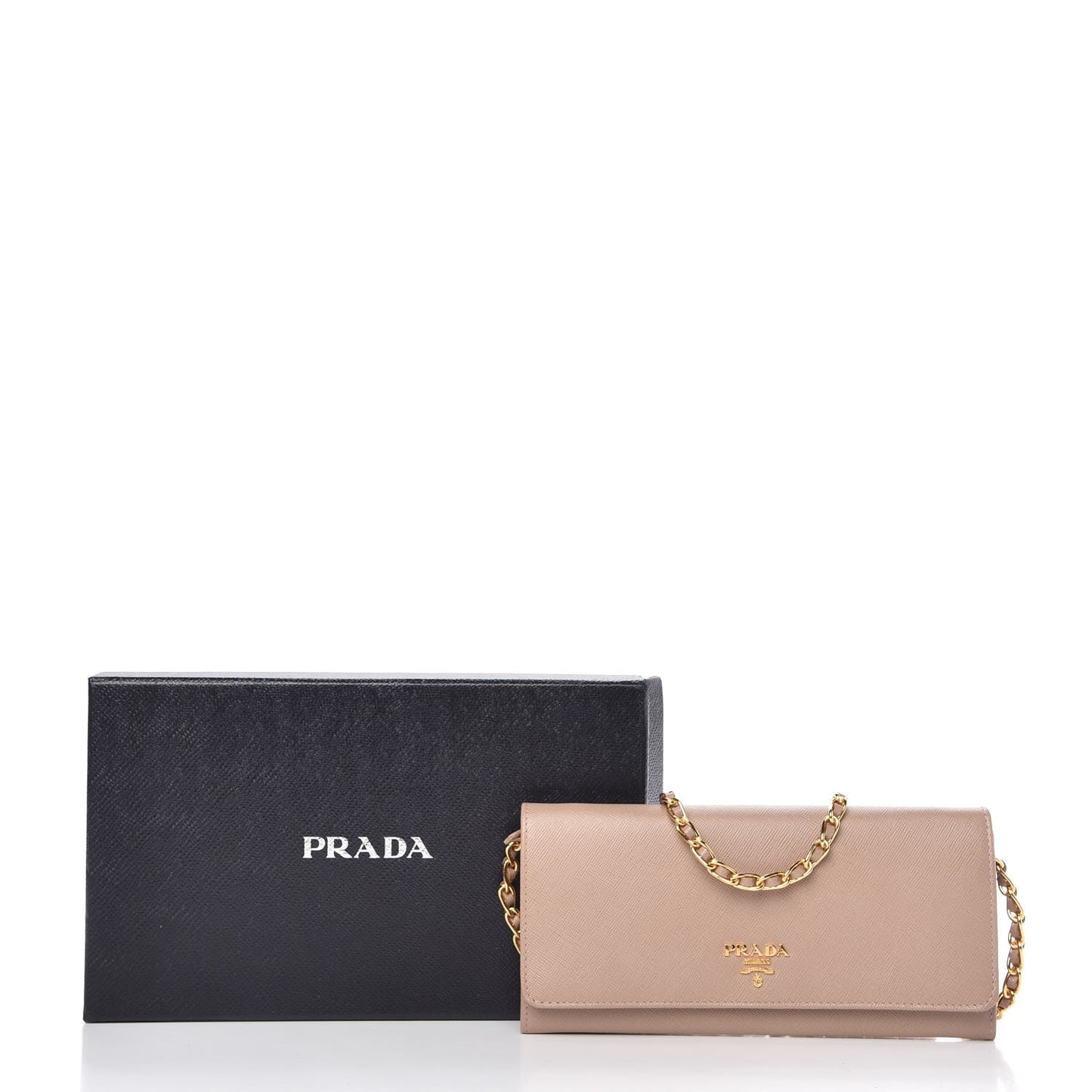 Saffiano Metal Oro Chain Wallet Cammeo