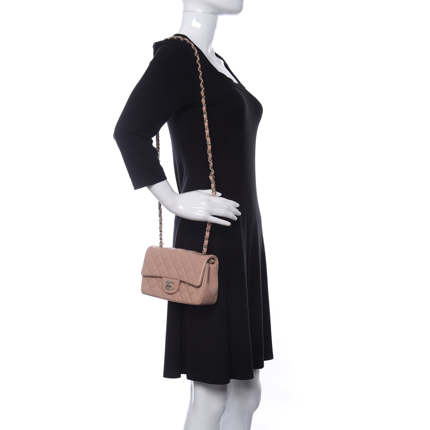 Lambskin Quilted Mini Rectangular Flap Beige