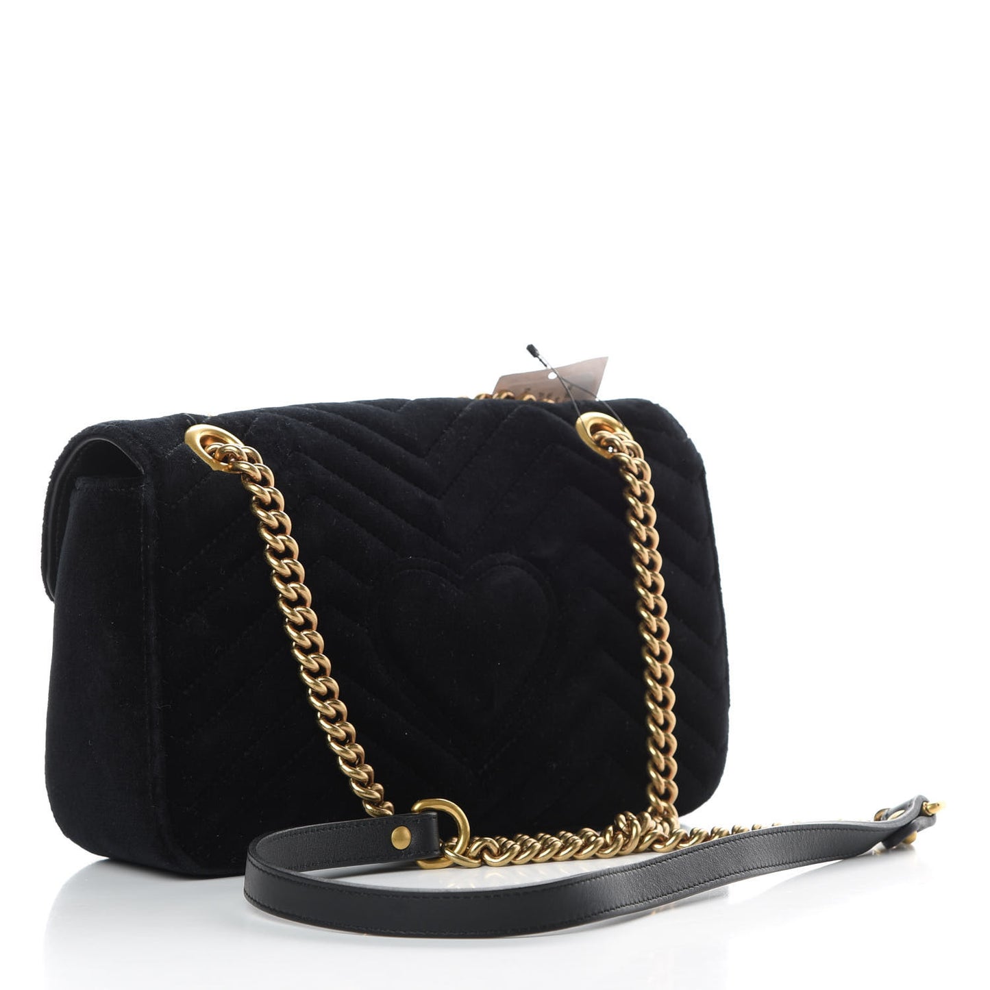 Velvet Matelasse Marquise Crystals Embroidered Small GG Marmont Shoulder Bag Black