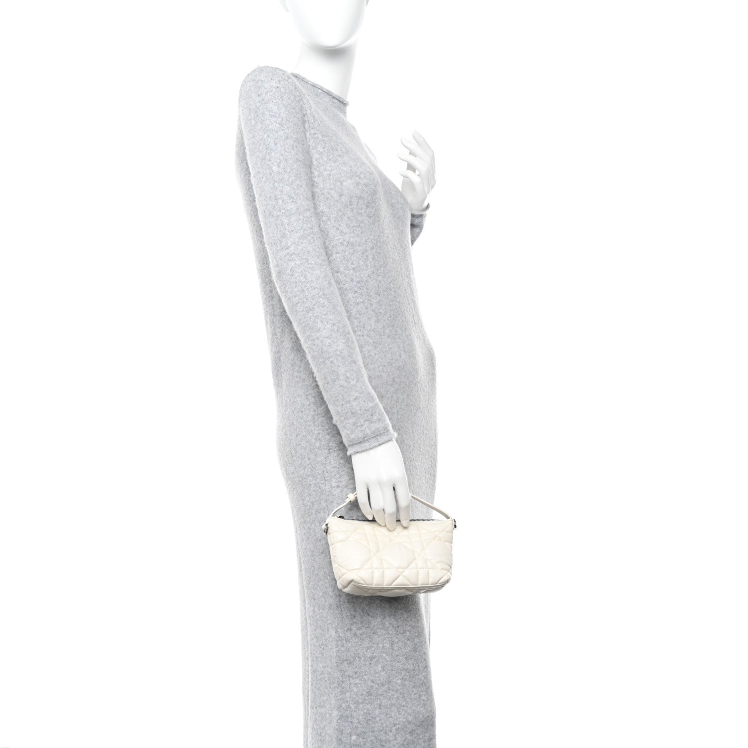 Christian Dior Calfskin Macrocannage Small Diortravel Nomad Pouch Ivory 2 of 10