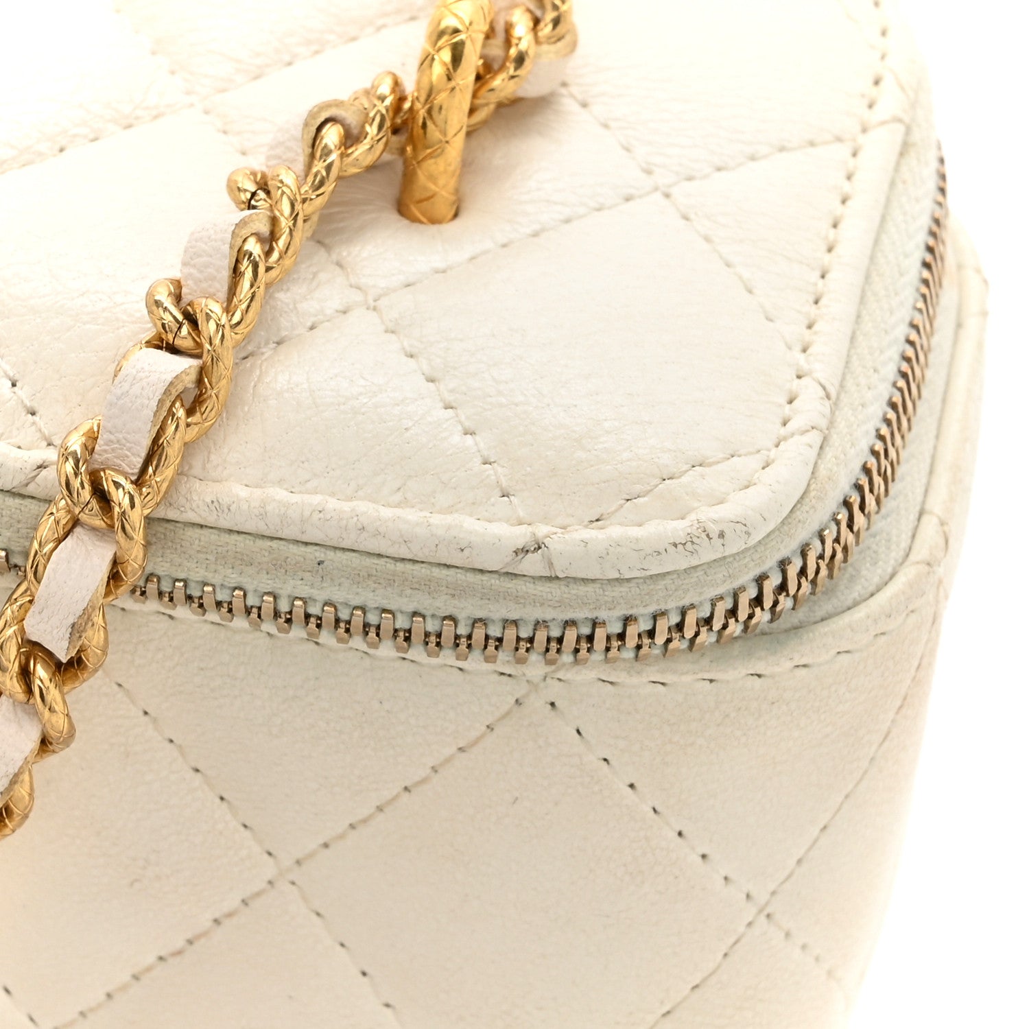 Chanel Lambskin Quilted Small CC Dynasty Vanity Case With Chain White 14 of 19