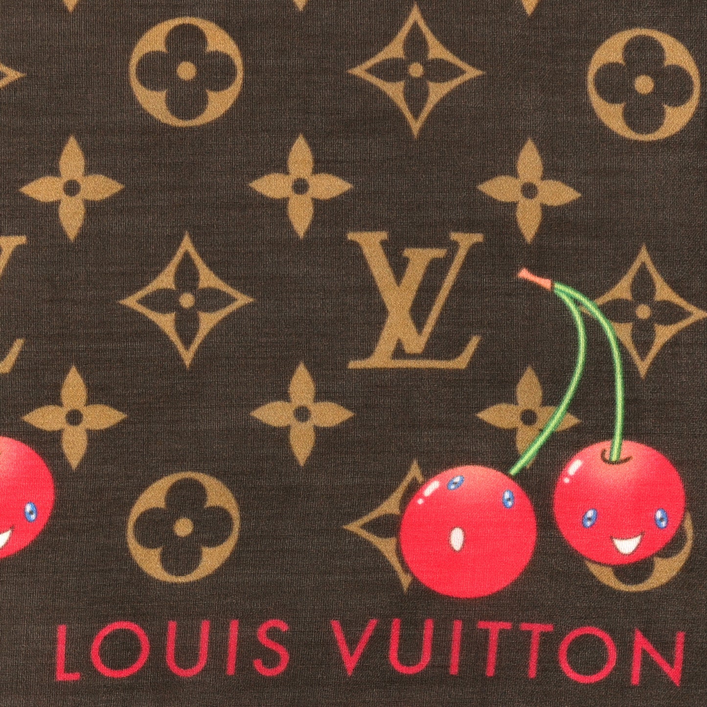 LV X TM Silk Monogram Cerise Square Scarf 55 Brown