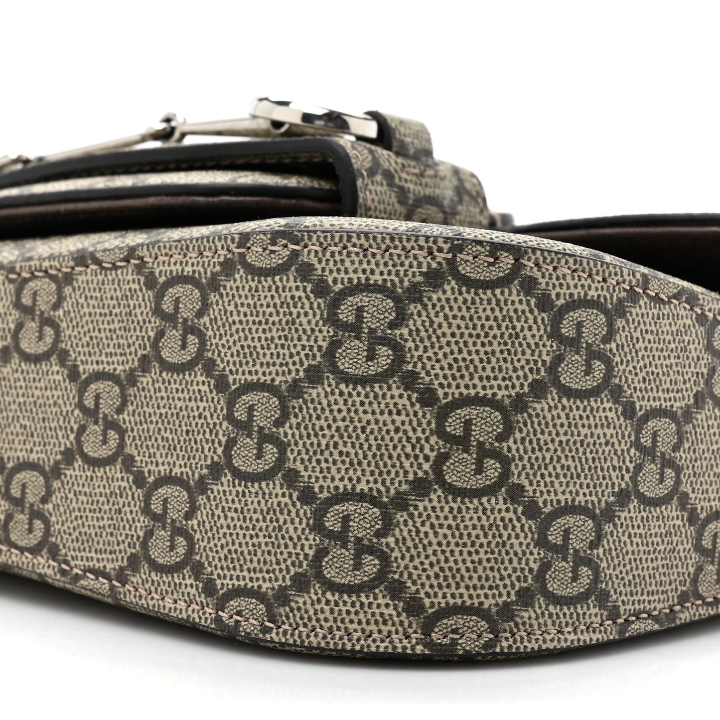 GG Supreme Monogram Mini Horsebit 1955 Asymmetric Shoulder Bag Beige Ebony