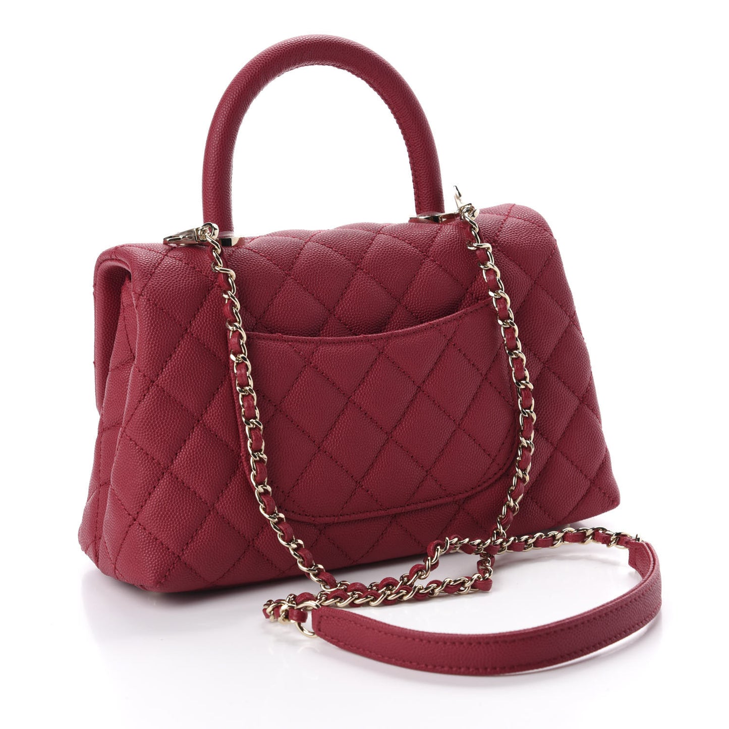 Caviar Quilted Mini Coco Handle Flap Fuchsia