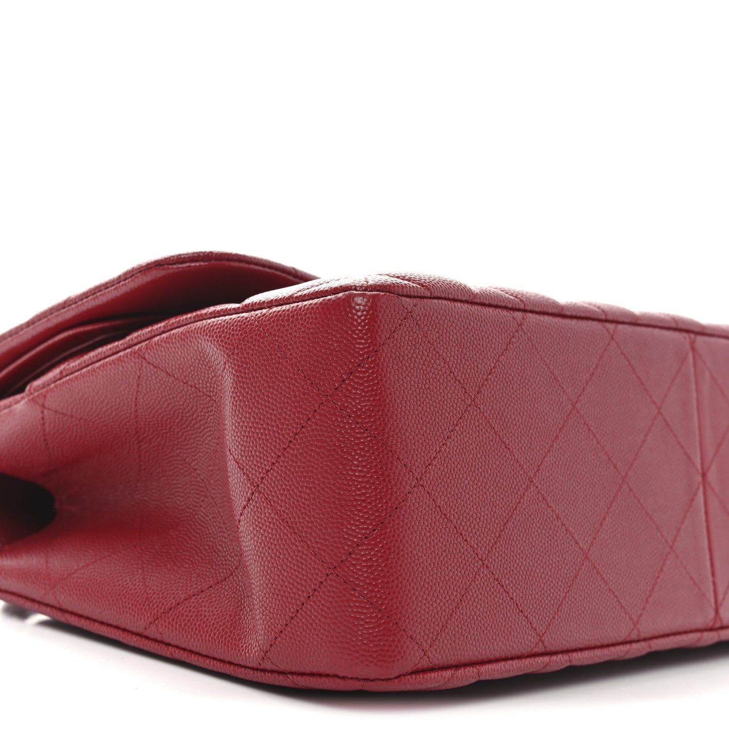 Caviar Quilted Jumbo Double Flap Dark Red