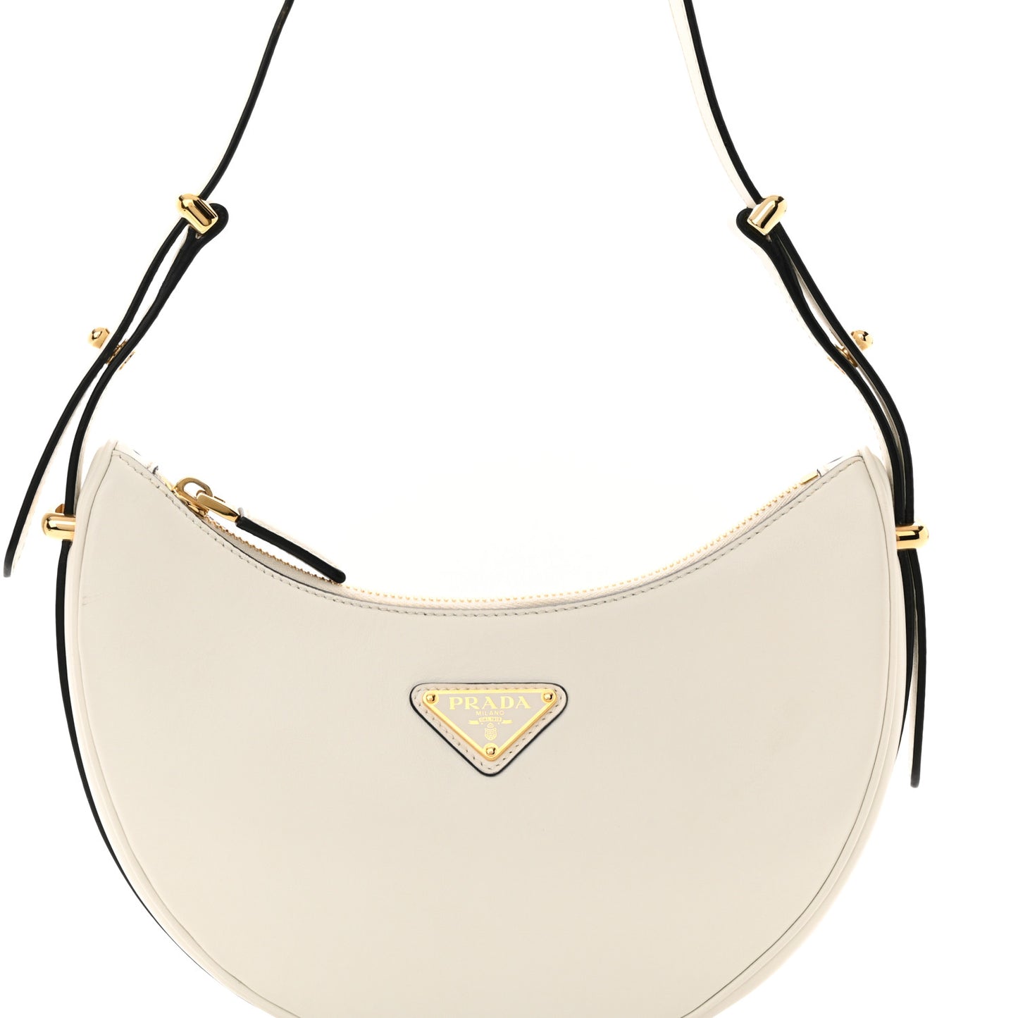 Soft Calfskin Arque Shoulder Bag White