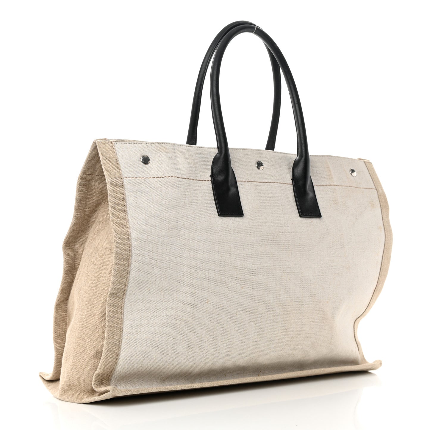 Linen Calfskin Rive Gauche Tote Optic White