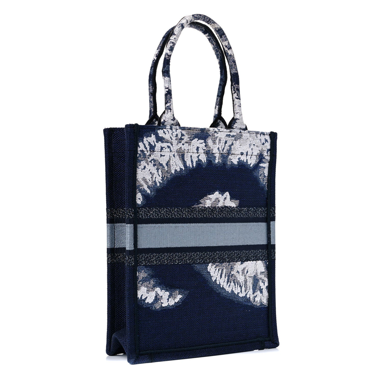 Christian Dior Canvas Embroidered Tie Dye Vertical Book Tote Blue Multicolor 2 of 10