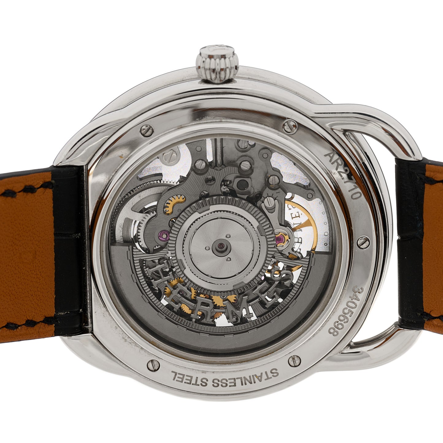 Stainless Steel Alligator 40mm Arceau Squelette Automatic Watch Noir
