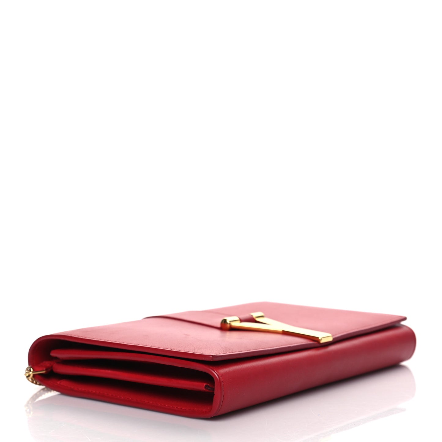Calfskin Classic Y Ligne Chain Wallet Vermillion
