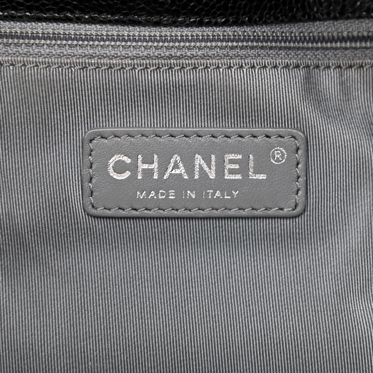 Caviar Quilted Medium Elastic Shopping Tote Black