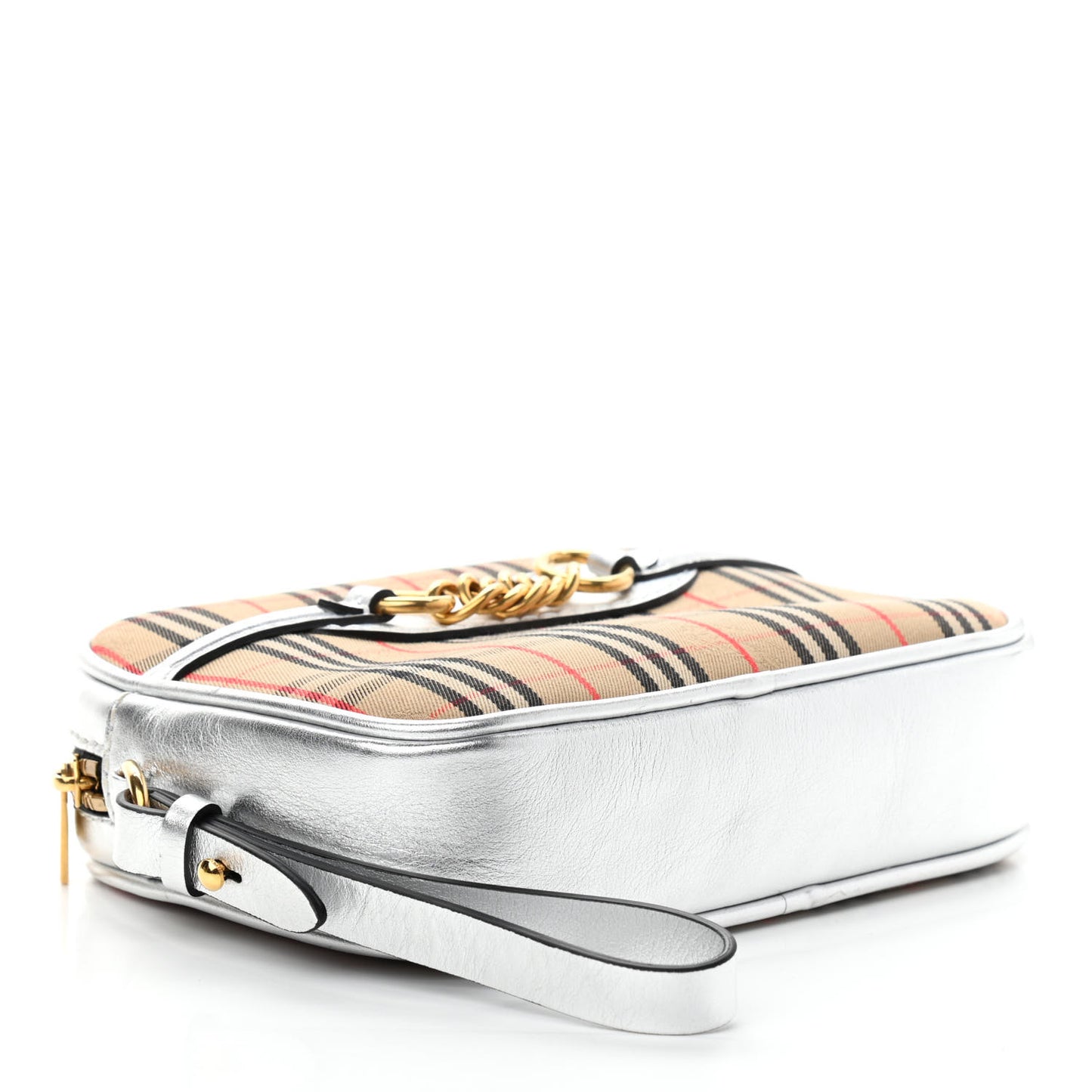 Metallic Smooth Calfskin 1983 Knight Check Link Bum Bag Silver
