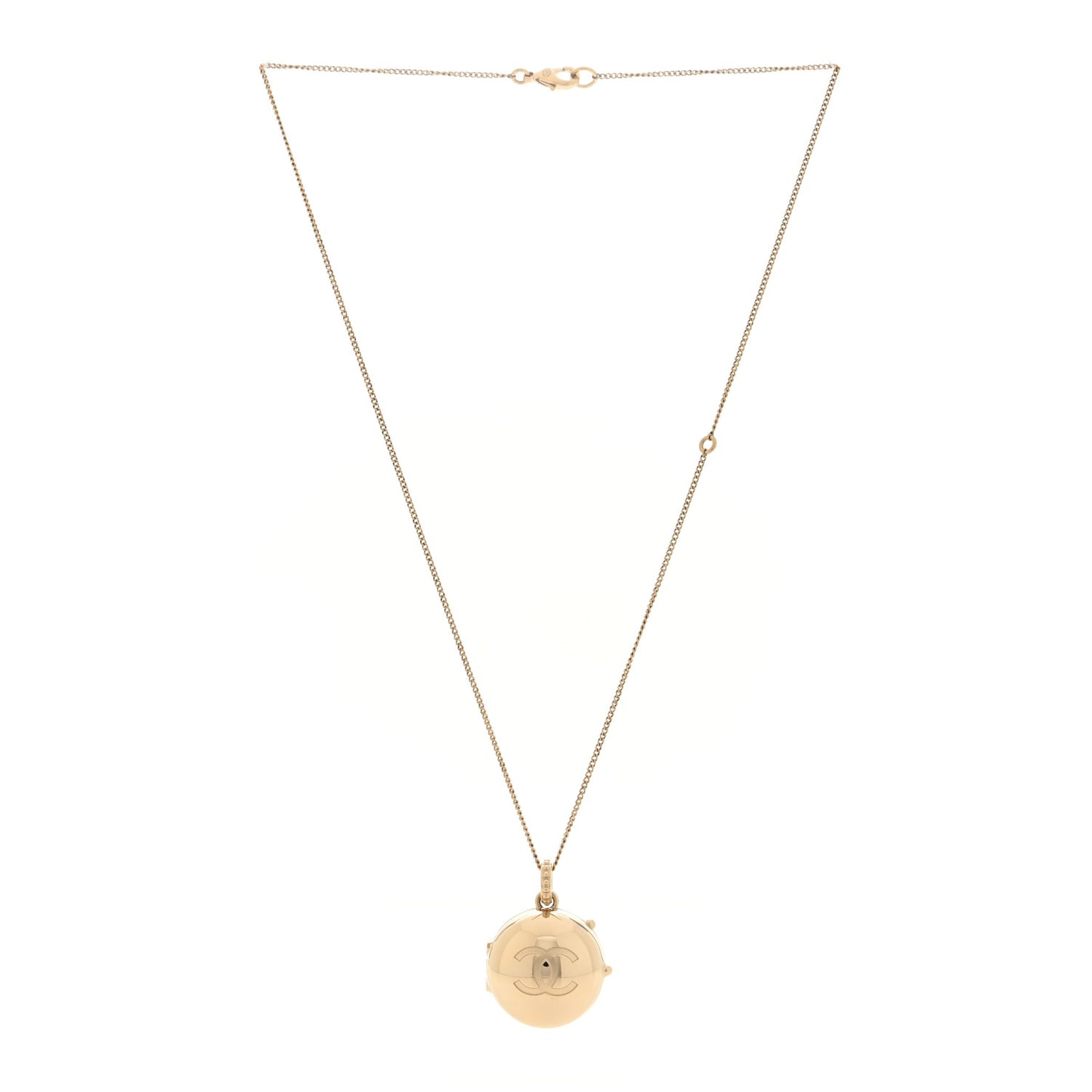 Metal CC Locket Necklace Gold