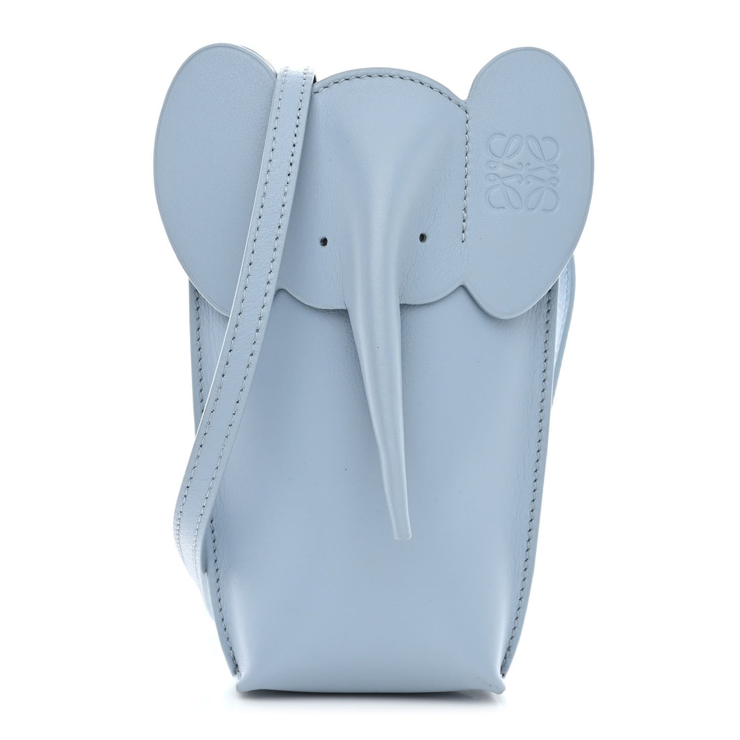 Calfskin Elephant Pouch Crossbody Bag Dusty Blue