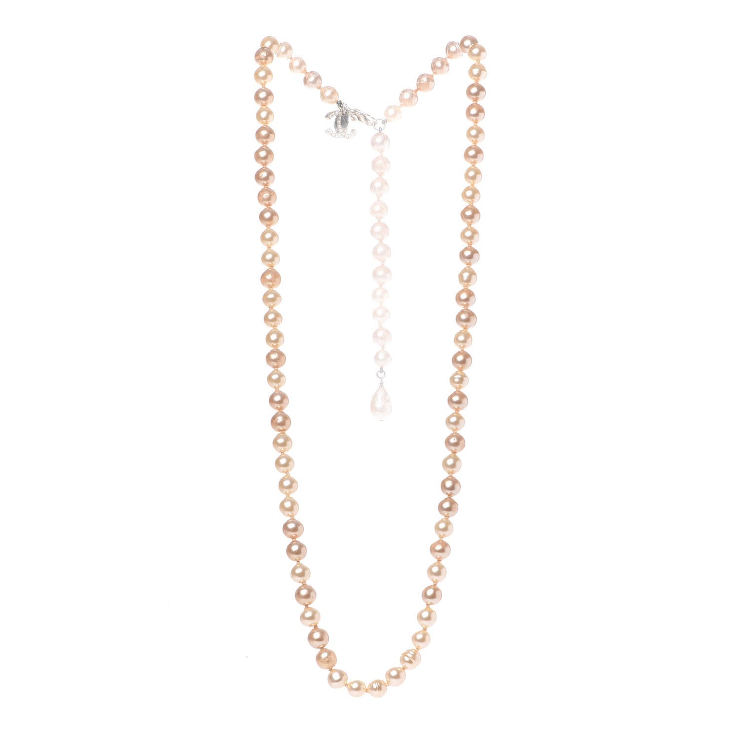 Pearl CC Long Necklace Gold Pink