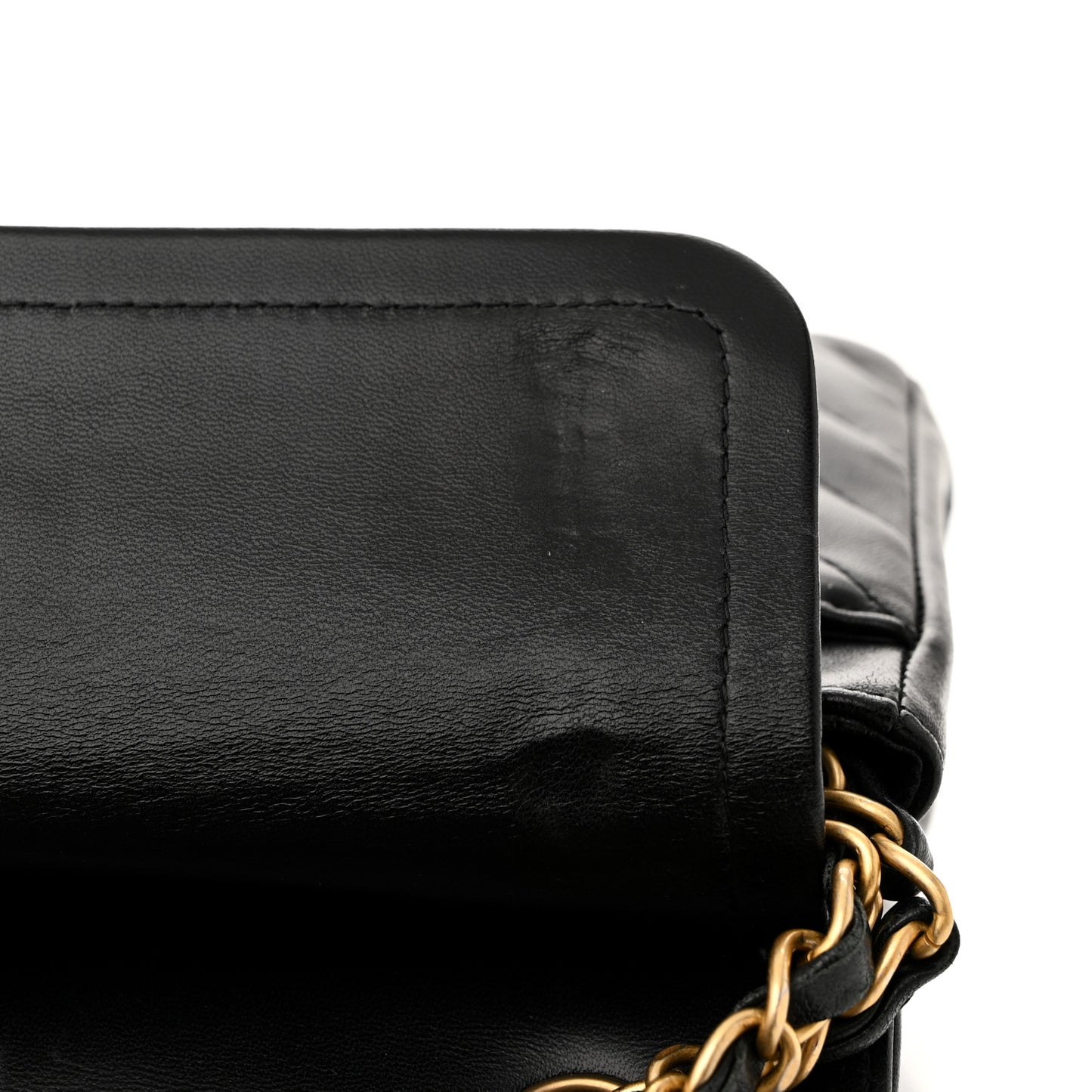 Lambskin Chevron Quilted Small Double Flap Black