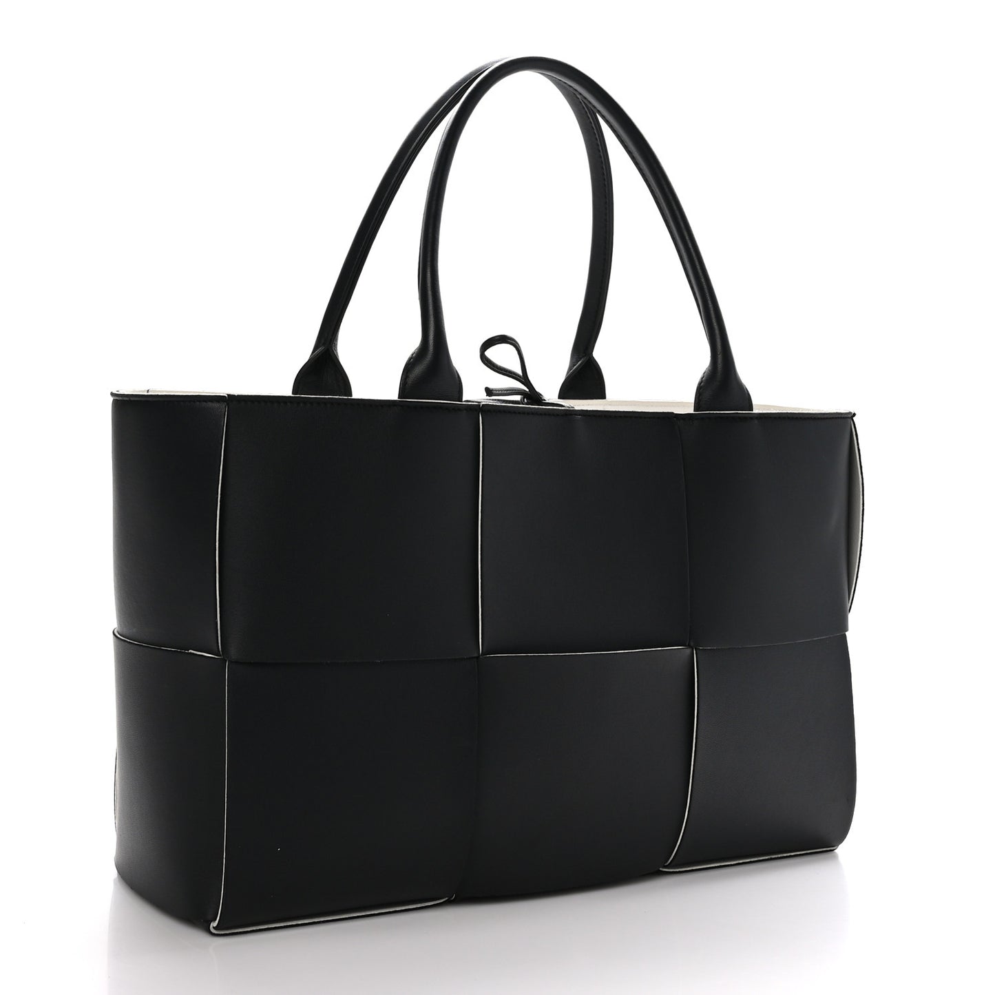 Nappa Maxi Intrecciato Arco Tote Black White