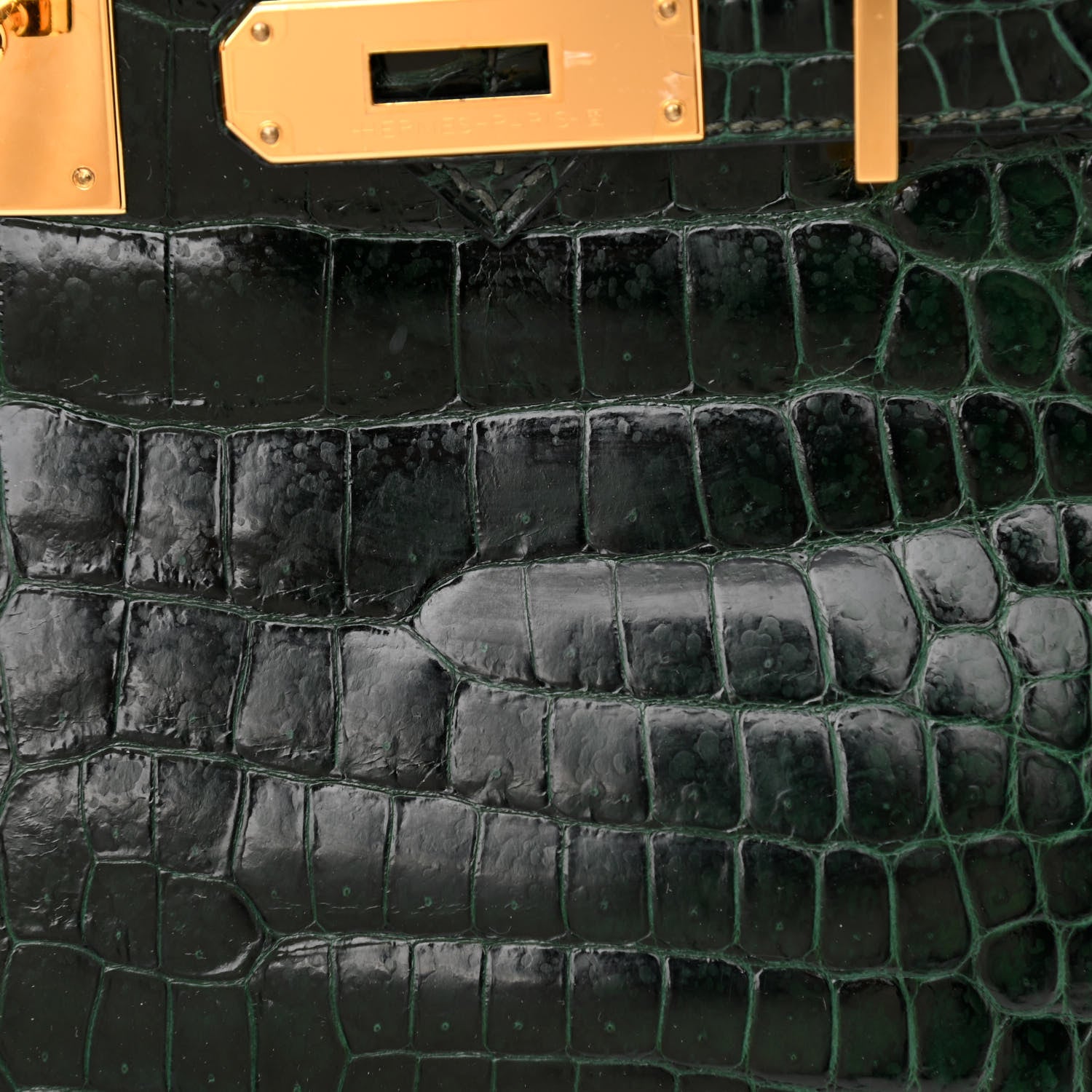 Hermes Shiny Porosus Crocodile Birkin 30 Vert Fonce 11 of 13