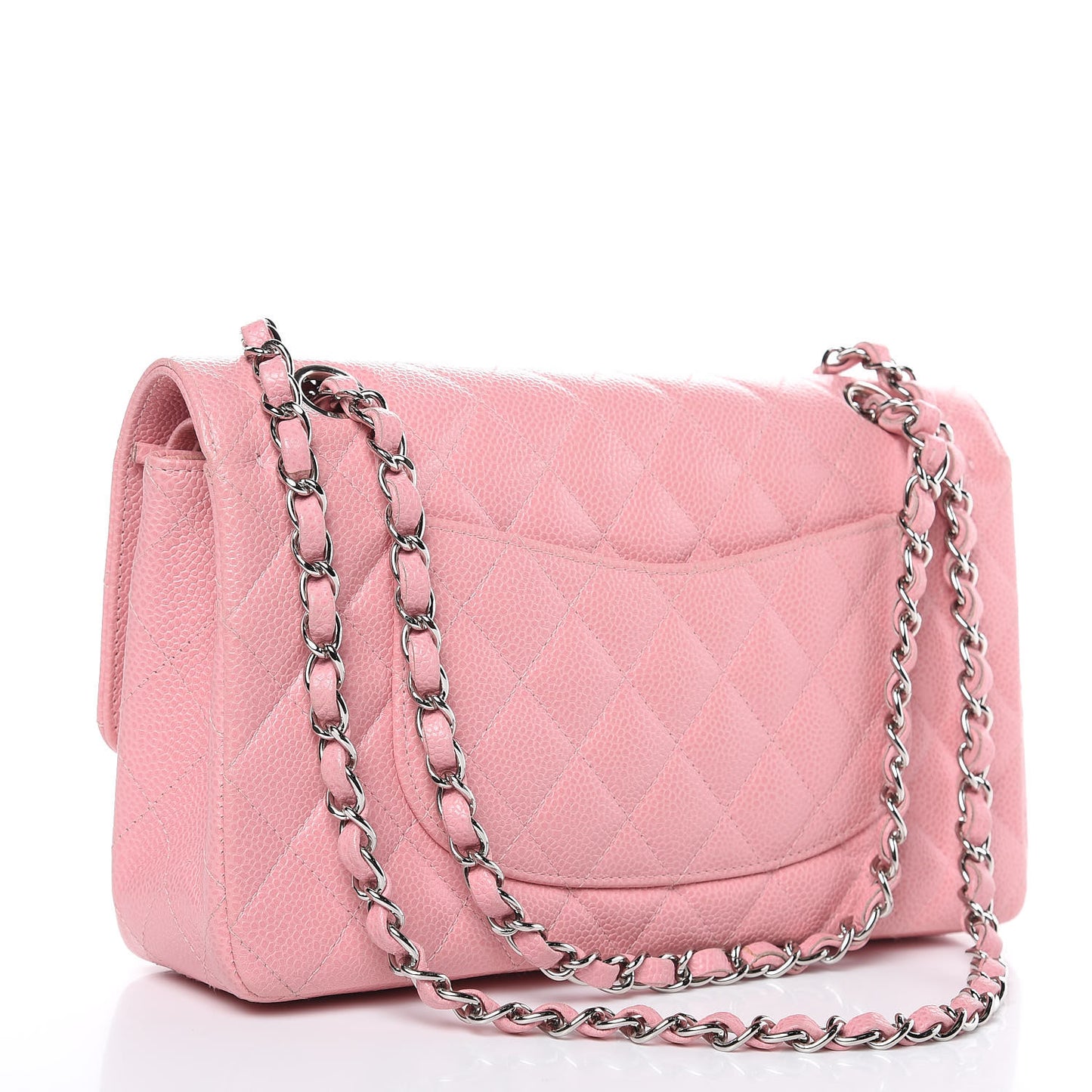 Caviar Quilted Medium Double Flap Pink