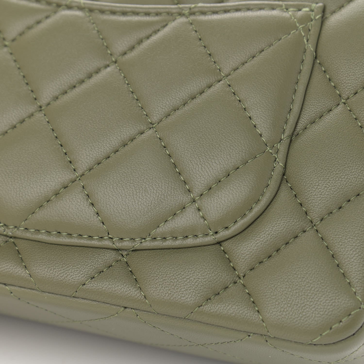 Chanel Lambskin Quilted Mini Rectangular Flap Khaki 10 of 12