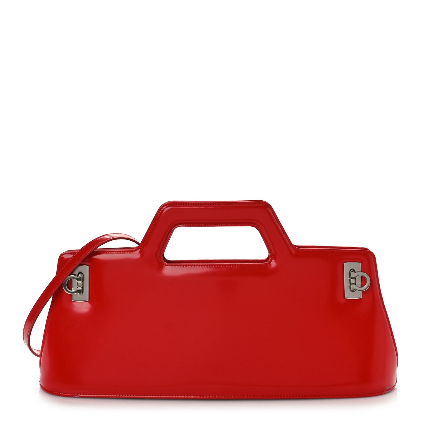 Brushed Calfskin Wanda East West Top Handle Bag Flame Red