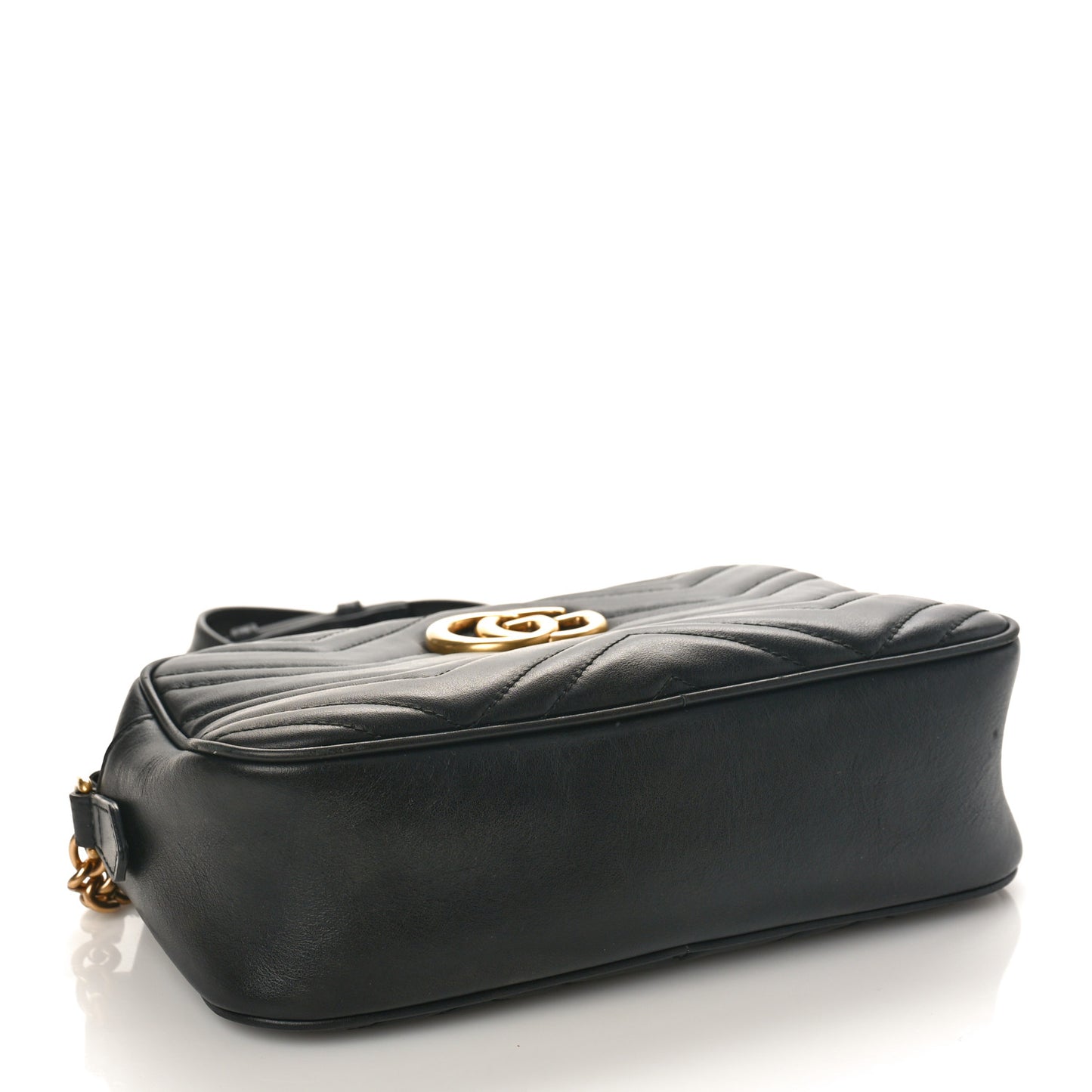 Calfskin Matelasse Small GG Marmont Chain Shoulder Bag Black