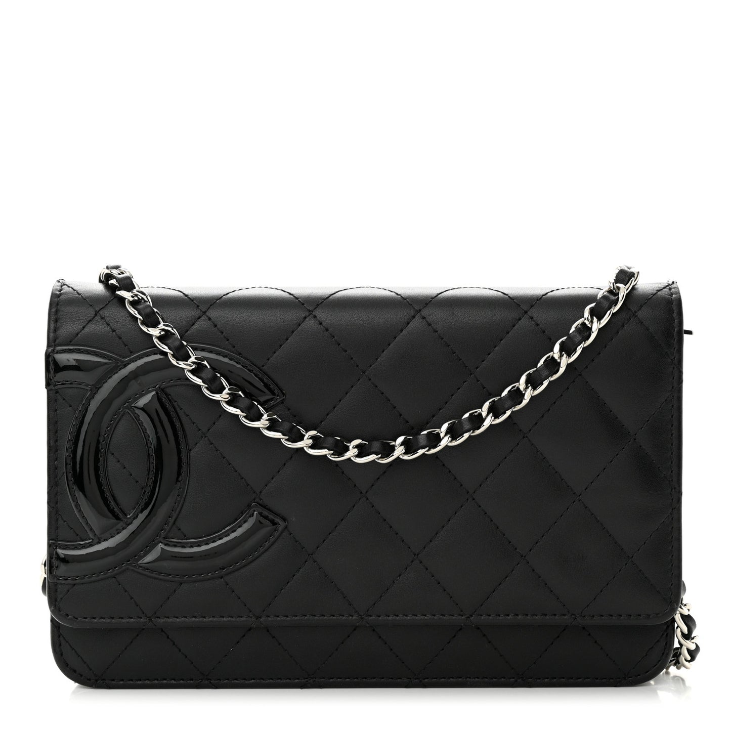 Calfskin Quilted Cambon Wallet on Chain WOC Black