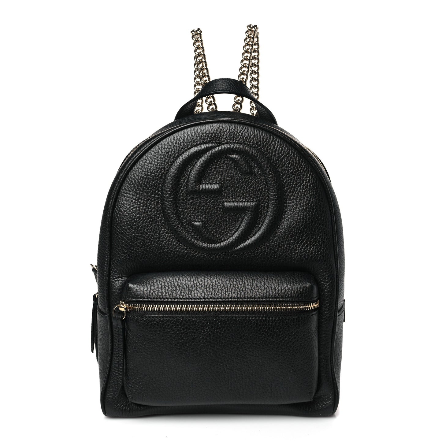 Pebbled Calfskin Soho Chain Backpack Black